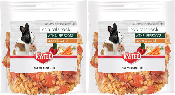 Kaytee Natural Snack with Superfoods for Pet Guinea Pigs, Rabbits, Hamsters, and Other Small Animals, Apple & Carrot, 2.5 Ounces9