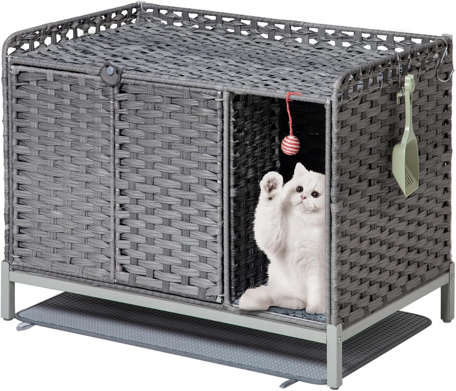 setvson-cat-litter-box-plant-furniture-enclosure-rattan-pe-house-natural-decorative-planter-design-removable-top-for-easy-cleaning-includes-artificial-plants-real-stones-20-x-20-inches
