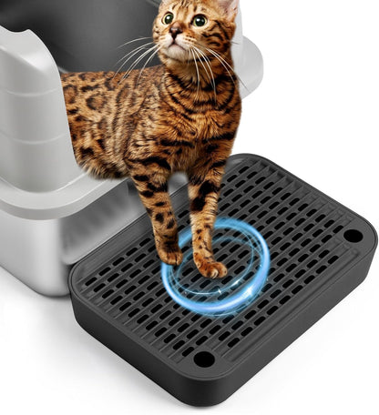 Cat Litter Box Ramp, Litter Box Step Mat with Filter Function Cat Stair for Litter Box, Easy to Clean, 11.8''X 8.2''X 2'' Cats Pedal Step Stool Ideal for Kitten & Elderly Cats (Light Grey)18