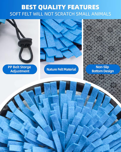 Rabbit Foraging Mat, Interactive Feed Game for Boredom, Small Pet Puzzle Toy, OVMKOV 9.44" X 9.44" Polar Fleece Snuffle Pad Bed Nosework Feeding Mat for Bunny Hamster Guinea Pigs Ferrets Chinchillas2