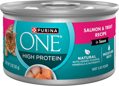 Purina ONE Natural, High Protein Cat Food Variety Pack, Turkey, Chicken and Tuna Recipes - (2 Packs of 12) 3 Oz. Cans18