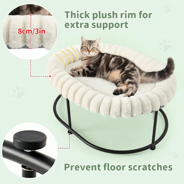 Sunhoo Elevated Cat Bed for Indoor Cats Raised Kitten Hammock Large High Puppy Cot off Floor Self-Supporting Small Pet Chair with Metal Frame Washable Cushion Easy Assembly 23 * 17 * 8.3 in (White)6