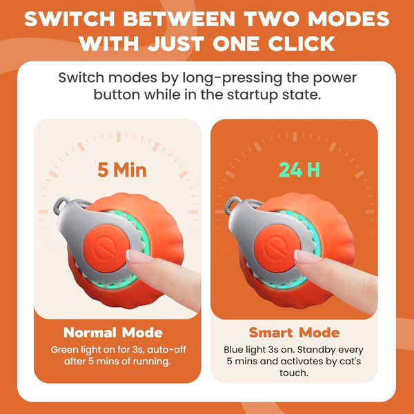 Interactive Cat Toy for Indoor Cats, Two Speed Smart Automatic Cat Toy Moving Ball with Tail, Rechargeable Motion Activated Cat Toys for Bored Indoor Adult Cats (Adapter Not Included)4