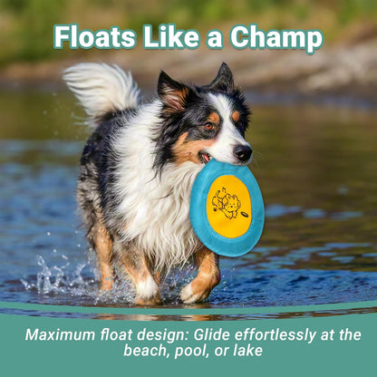Bifeaw 3 Packs Nylon Interactive Dog Flying Disc - Floating Dog Toys for Aggressive Chewers - Water Toys for Dogs (Blue and Yellow)4