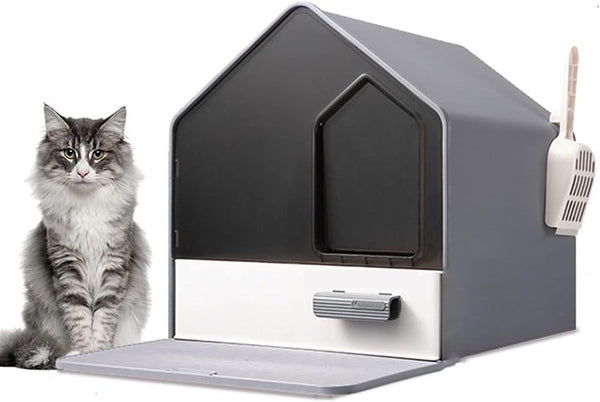 Dog Potty Training Toilet ﻿ Cat Litter Tray Fully Enclosed Drawer Type Oversized Villa Toilet Deodorant Sandbox Splash Proof Box Pink Green and Black(B)1