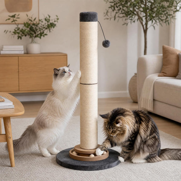 Heavy Duty Cat Scratching Post, 35 Inch Tall Cat Scratcher Cat Tree Tower with Hanging Ball for Indoor Cats Adults,Sisal Scratching Post with Toys1