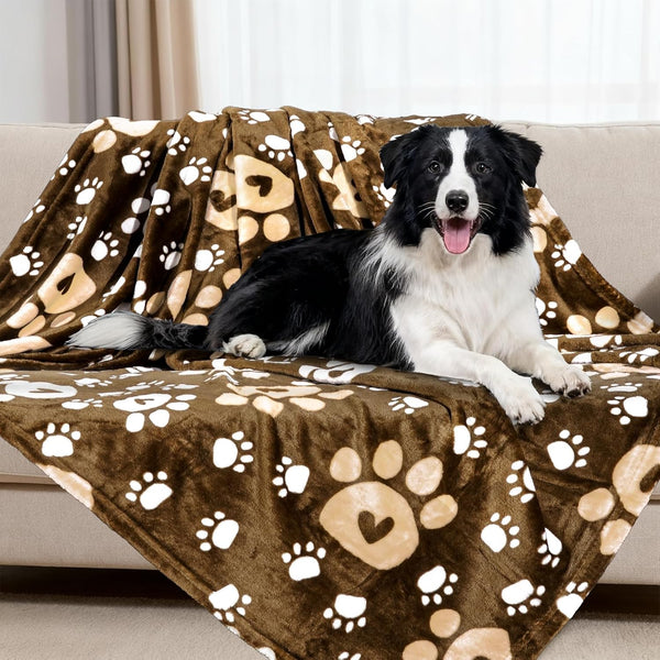 Rezutan Blanket for Large Dogs, Cat Flannel Washable Soft Pet Mat Throw Cover for Kennels-Beds, Sofas, Furniture Protection, Cute Paw Pattern, Black, 50X40 Inch8