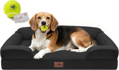 Waterproof Orthopedic Dog Bed for Extra Large Sized Dogs | Memory Foam Pet Bed Sofa with Bolster, Dog Couch with Washable Cover & Non-Slip Bottom, 42X30 Inch, Grey40