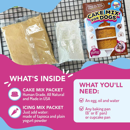 Puppy Cake Peanut Butter Dog Birthday Cake Mix with Icing - Wheat-Free, Easy to Bake/Microwave - Natural Ingredients - Made in the USA5