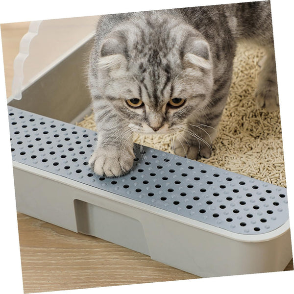 SUPVOX Cat Litter Pan Toilet Semi-Enclosed Anti-Splash Resistant Plastic Litter Box with Removable Cover Small Gray for Kitten Housebreaking and Indoor Use4