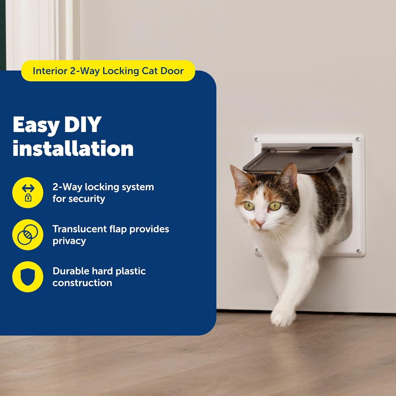 petsafe-interior-cat-door-2-way-lock-white-cats-up-to-15-lb-high-impact-frame-with-transparent-flap-fits-interior-doors-hardware-and-template-included