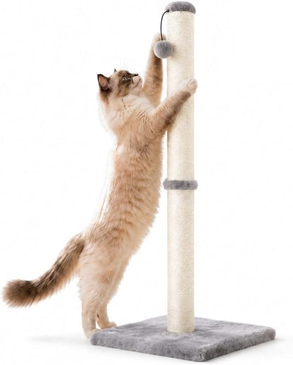 Dimaka 29" Height Tall Cat Scratching Post, Claw Scratcher with Sisal Rope and Covered with Soft Smooth Plush, Vertical Scratch [Full Strectch] for Standard Size Cats(Grey, 29 Inches for All Cats)11