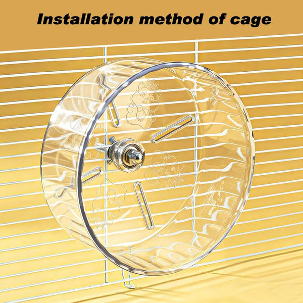 Hamster Exercise Wheel,Super-Silent Small Animals Exercise Wheels,Quiet Hamster Running Wheels with Adjustable Stand for Hamsters,Gerbils,Rats,Other Small Pets(Transparent, 7 Inch)7