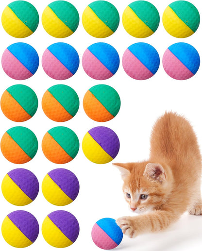 PET SHOW 20 Pcs Cat Crinkle Toy Ball 2.5Inch Mylar Cat Pounce Chase Toys Colorful Paper Ball Chase Training Activity for Cats Kittens12