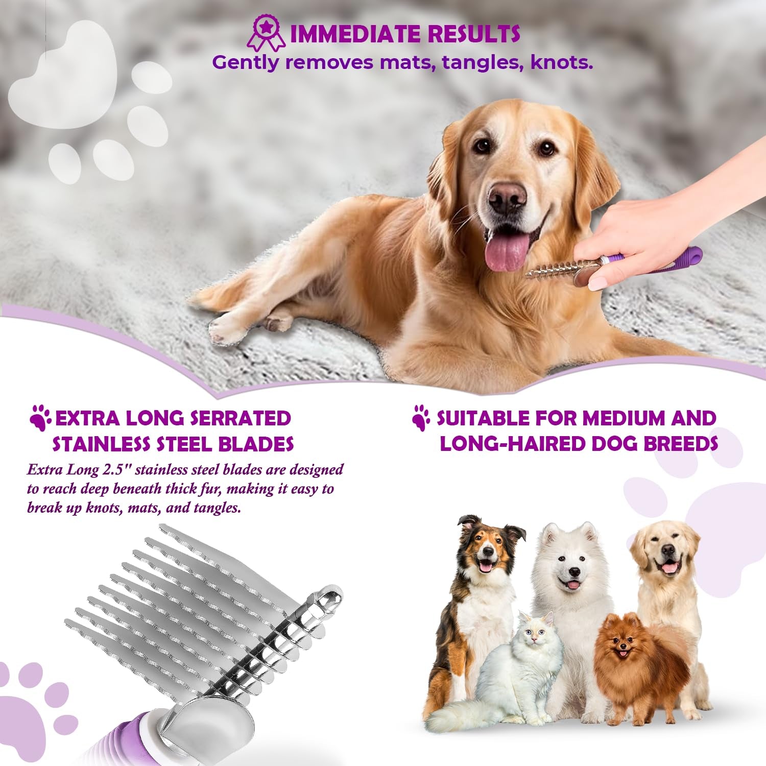 genpepado-dematting-undercoat-rake-comb-for-dogs-cats-with-long-2-5-in-stainless-steel-safety-blades-for-removing-knots-mats-tangles-pet-grooming-deshedding-brush-tool-with-anti-slip-grip
