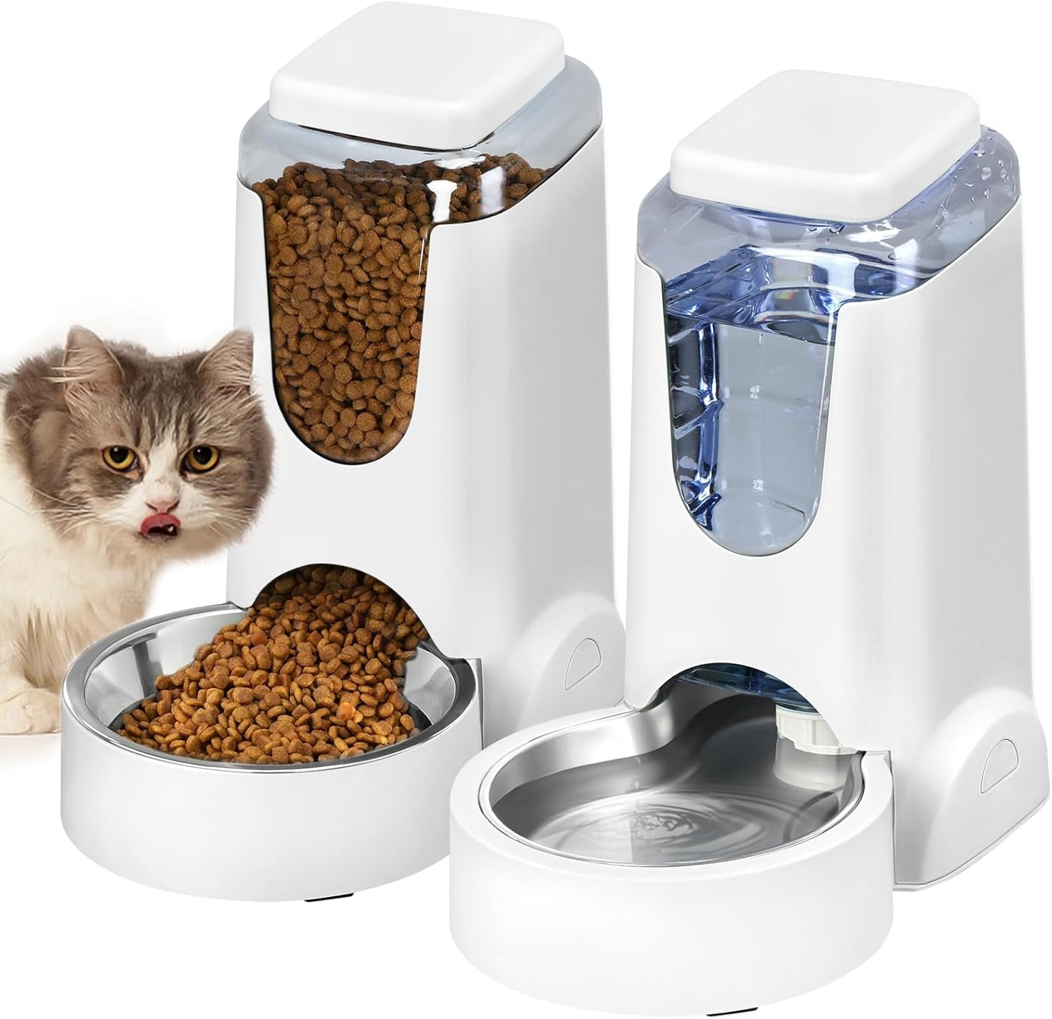 automatic-cat-feeder-and-water-dispenser-with-stainless-steel-bowl-dog-gravity-food-feeder-and-waterer-for-small-medium-pets-puppy-kitten-1-gallon-x-2