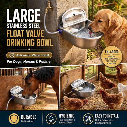 Tessco for You 2 Pack 1.2 Gallon Automatic Horse Water Bowl Large, Stainless Steel Dog Waterer Dispenser with Float Valve, Automatic Animal Waterer for Dog Chicken Pig Cattle Goat Farm, 4.5L/152 Oz8