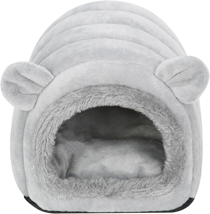 Hedgehog Bed Cave Nest Hideout, Hamster Guinea Pigs Small Animals Cage Supplies Warm House-Gray3