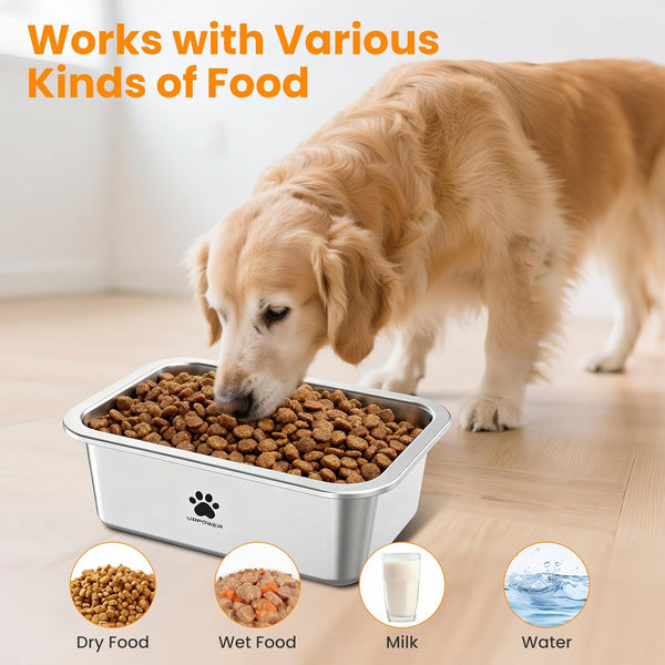 URPOWER 2 Pack 1.25 Gallon Large Dog Water Bowl Stainless Steel Dog Bowls | Thickened Stainless Steel Pet Bowl, Spill-Proof Non-Slip Mat, Dishwasher Safe, Indoor/Outdoor for Medium,Large,X-Large Dogs6