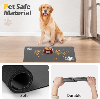 Pet Feeding Mat-Absorbent Dog Mat for Food and Water Bowl-Accessories Pet Supplies- Bowl for Messy Drinkers-No Stains Quick Dry Dog Water Dispenser Mat (12"X19", Dark Grey)7