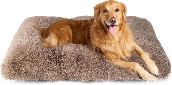 EHEYCIGA Fluffy Dog Crate Bed for Extra Large Dogs, Plush Faux Fur Pad, Calming anti Anxiety XL Bed for Crate, Washable Soft Warm Dog Mat with Non-Slip Bottom, Grey33
