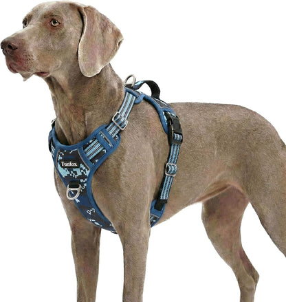 Funfox Dog Harness Medium Sized Dog, Vertical Handle Easy Control, No Pull Pet Vest Adjustable with 2 Leash Clips, Soft Material, Reflective Safe Night Walking for Small Medium Large Breed, Black, M41