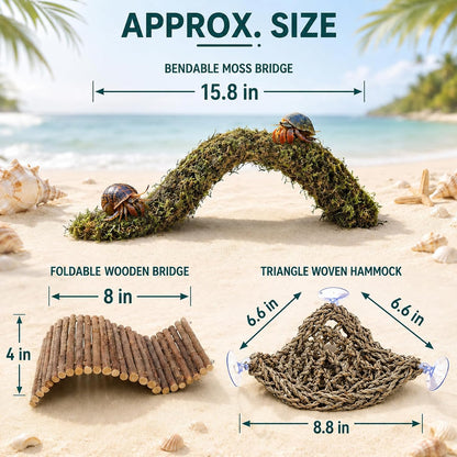 HERCCOCCI Hermit Crab Accessories, Hermit Crab Toys Flexible Climbing Bridge Reptile Hammock Habitat Decor for Hermit Crabs Leopard Geckos Crested Tortoise Snake8
