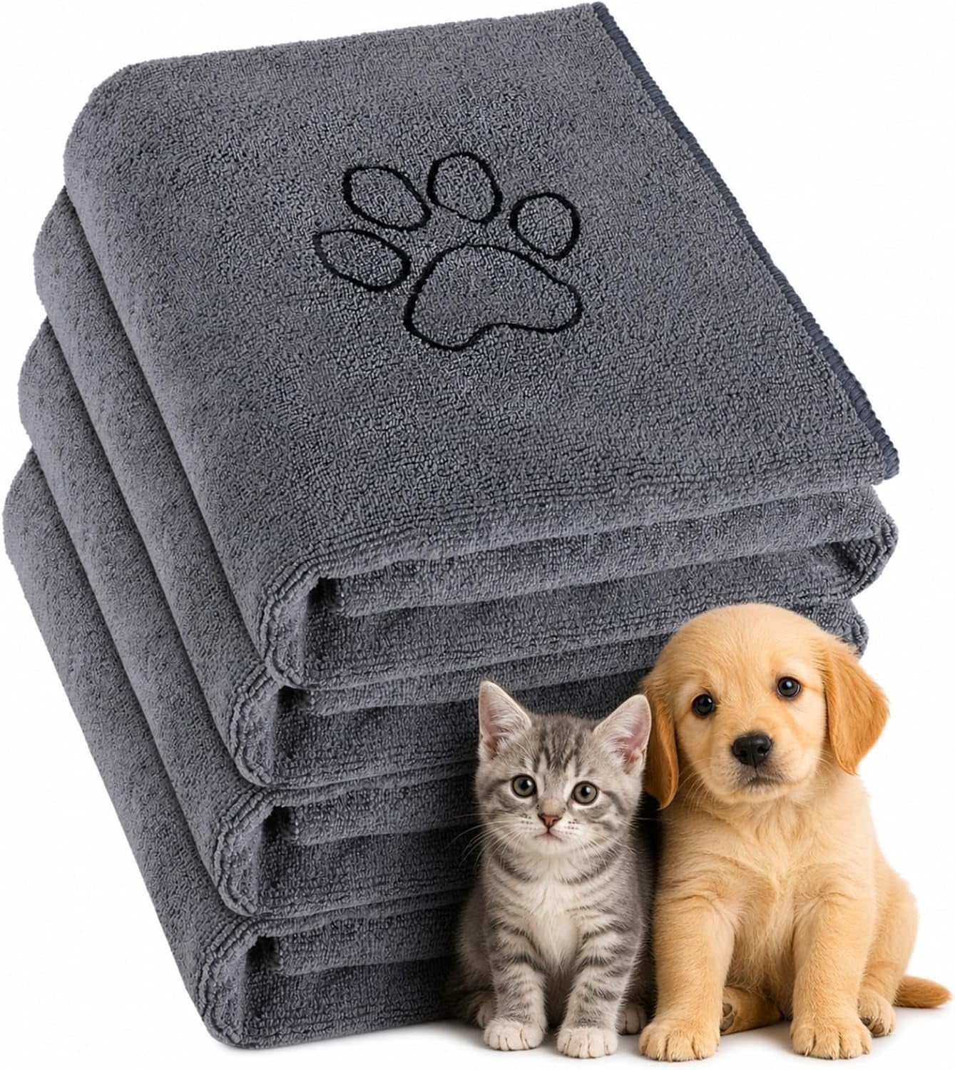 chumia-4-pack-dog-towels-for-drying-large-microfiber-grooming-tools-absorbent-soft-bath-supplies-with-embroidered-paw-for-small-medium-pet-products16-x-32-inch-black