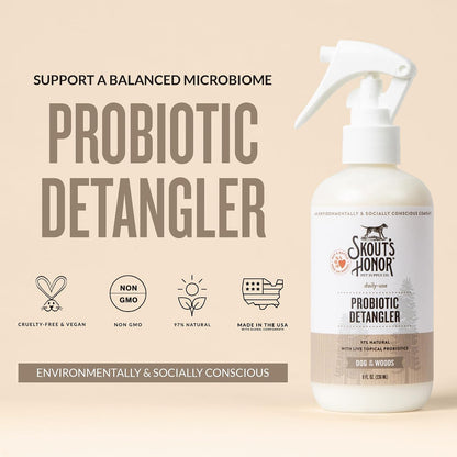 SKOUT'S HONOR Probiotic Dog Detangler Spray - Dog of The. Woods, 8 Oz | Hydrating and Conditioning with Avocado Oil, 97% Natural, Microbiome-Friendly, Paraben and Sulfate-Free2