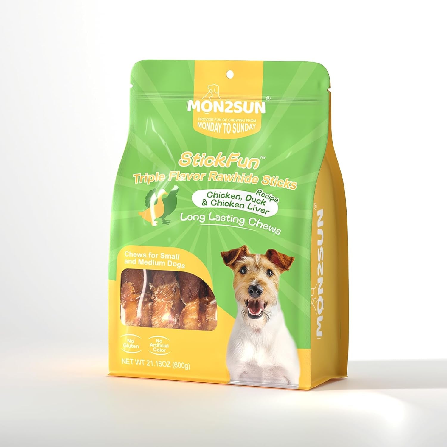 mon2sun-dog-treats-5-inch-triple-flavor-wrapped-rawhide-sticks-21-16-oz-30-count-pack-chicken-liver-duck-and-chicken-recipe-long-lasting-chew-support-dental-health-for-small-and-medium-dogs