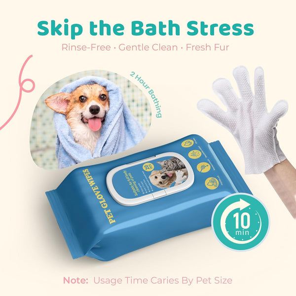 Pet Glove Wipes for Dogs & Cats with Coconut Scent, No Rinse Full Body Cleaning Large Gloves (9.84 X 9.05 Inch), Gentle Grooming for Paws Face Ears Eyes Coat, Alcohol Free, 20 Pack2