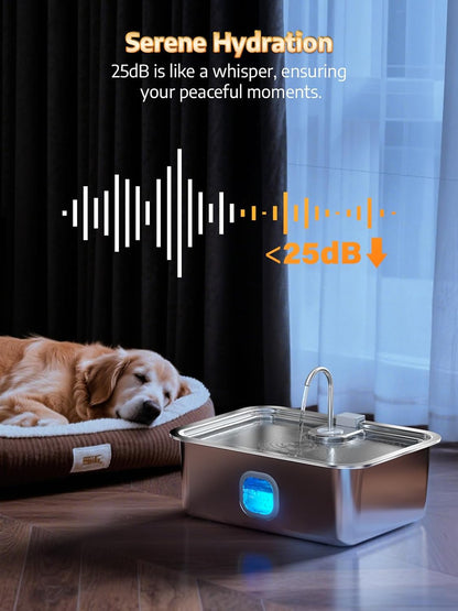 4.2Gal Dog Water Fountain for Large Dogs, 16L Stainless Steel Large Dog Fountain Water Bowl with Deeper & Wider Drinking Tray, Automatic Pet Water Dispenser with Visible Window for Multi-Pets Families8