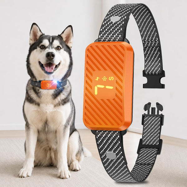 Dog Bark Collar for Large Medium Small Dogs, Effective No-Bark Collar, Smart Barking Collar, Rechargeable Bark Collar with 7 Sensitivity, 3 Modes, Waterproof, Neon Orange1