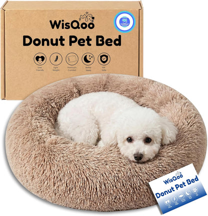 Calming Donut Dog Bed – Faux Fur Anti-Anxiety Pet Bed with Removable Washable Cover & Water-Resistant Liner – Plush Fluffy round Nest, Non-Slip Bottom for Dogs & Cats – Small, Grey8