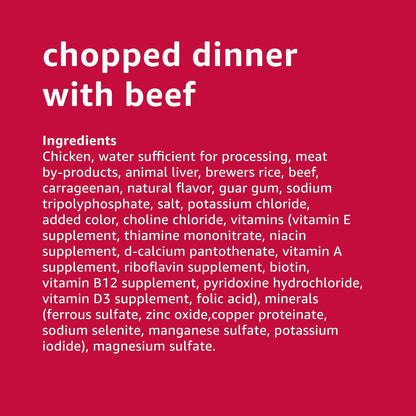 Amazon Basics Chopped Ground Dinner Wet Dog Food Variety Pack, Filet Mignon Flavor and with Beef, Made with Natural Ingredients, 13.2Oz Cans (Pack of 12)4