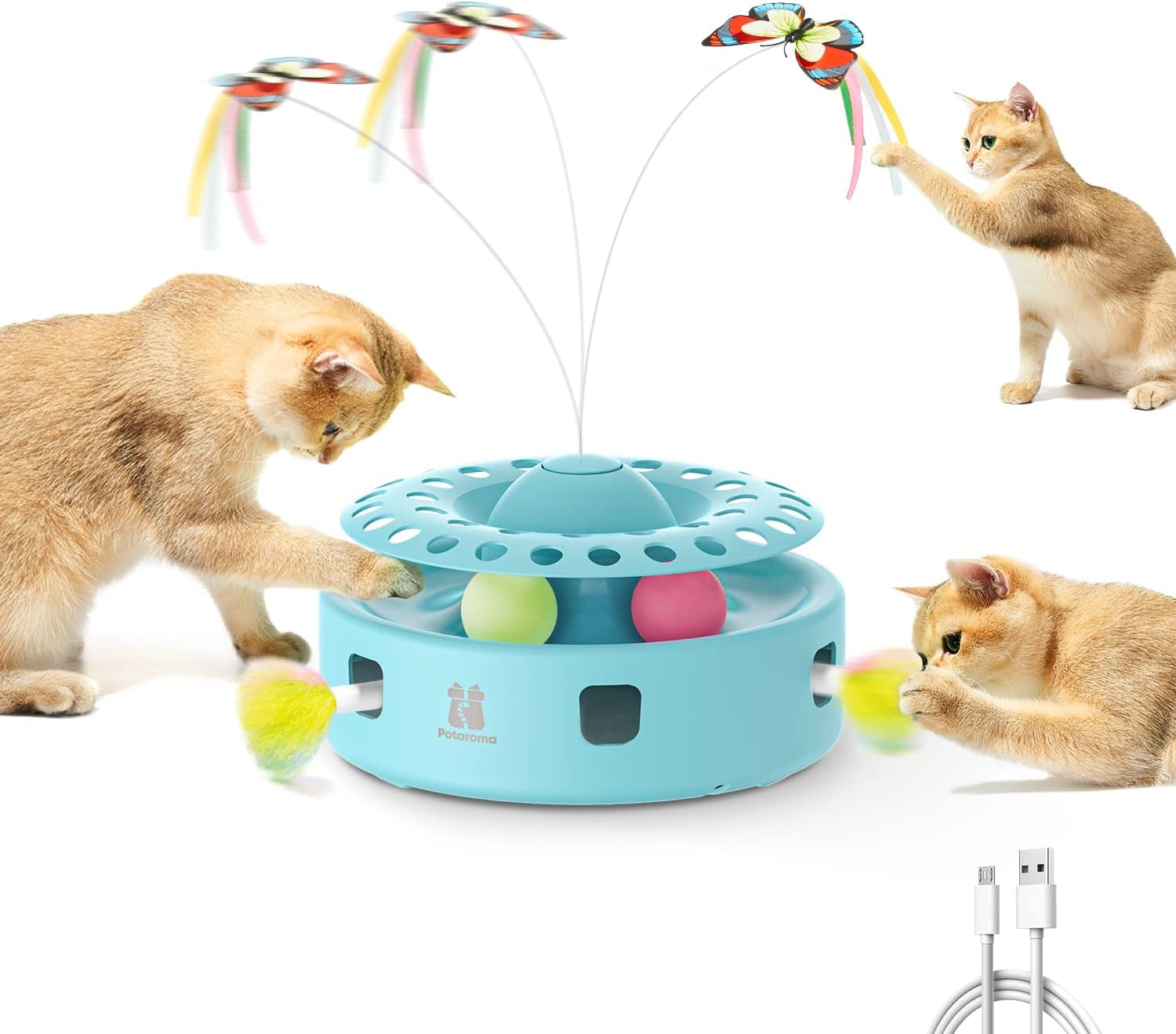 potaroma-cat-toys-3in1-automatic-interactive-kitten-toy-fluttering-butterfly-moving-feather-track-balls-dual-power-supplies-usb-powered-indoor-exercise-kicker-bright-white-fluttering-butterfly-moving-feather-balls-dual-power-supplies-usb-powered-indoor-kitty-exercise-kicker-bright-white