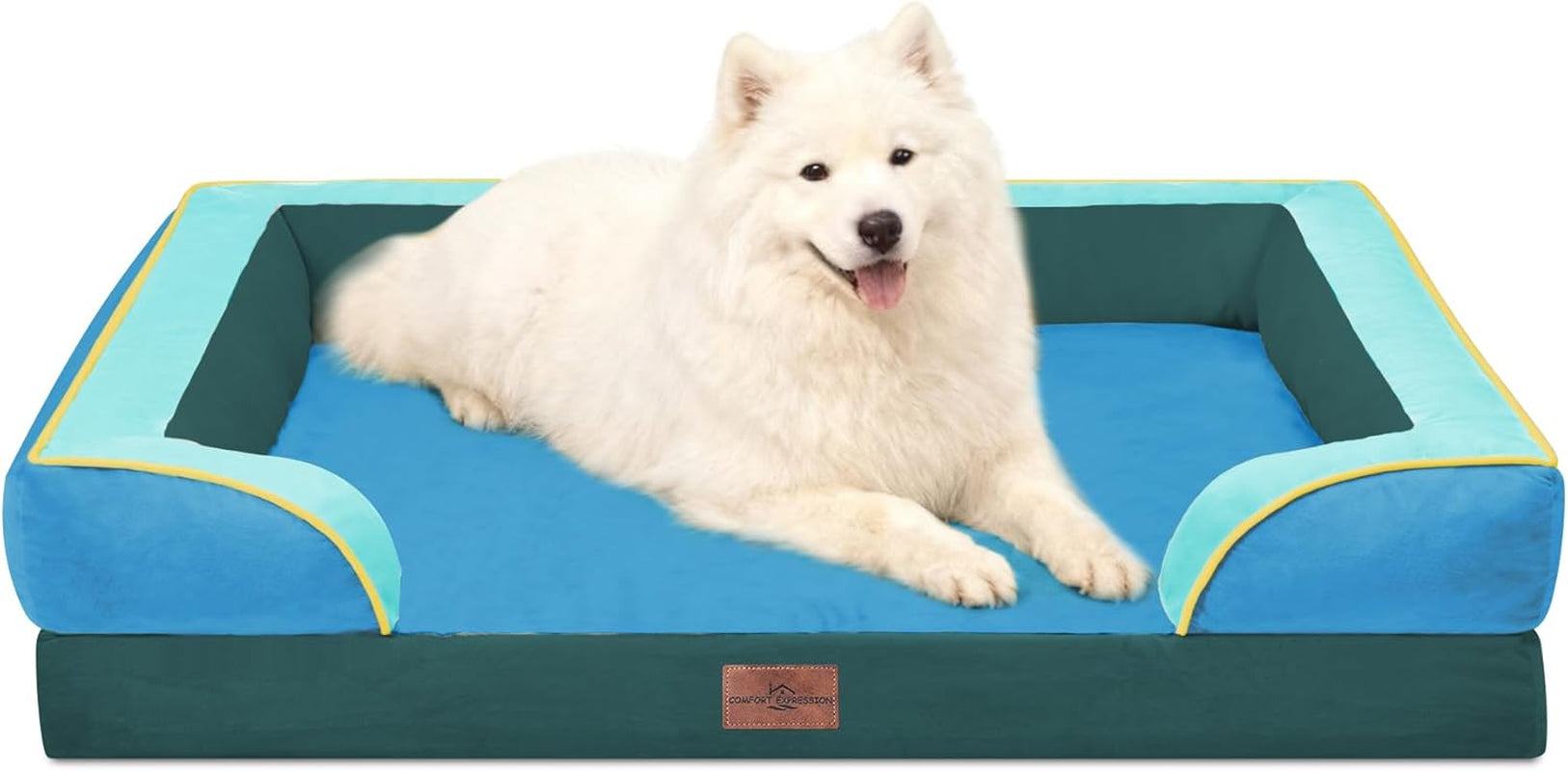 comfort-expression-orthopedic-dog-bed-for-extra-large-dogs-with-bolster-waterproof-dog-couch-bed-with-washable-cover-non-slip-bottom-supportive-egg-crate-foam-xl-pet-bed-42x30-inch