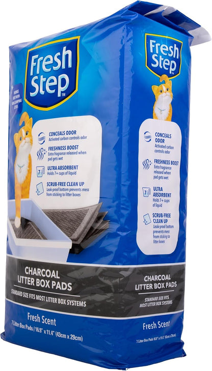 Fresh Step Charcoal Litter Box Pads with Activated Carbon for Odor Control, Ultra-Absorbent with Leak-Proof Bottom for Scrub-Free Cleanup, 16.9 X 11.4 Inches, 7 Count8