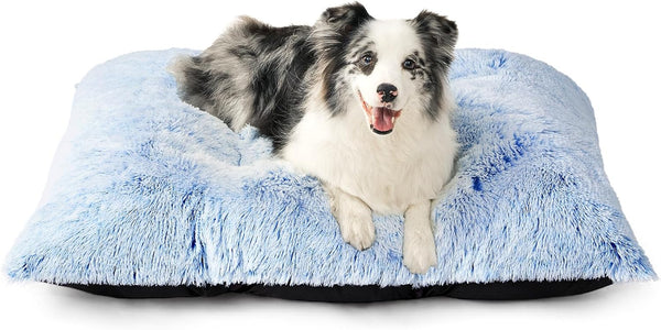 EHEYCIGA Fluffy Dog Crate Bed for Extra Large Dogs, Plush Faux Fur Pad, Calming anti Anxiety XL Bed for Crate, Washable Soft Warm Dog Mat with Non-Slip Bottom, Grey62