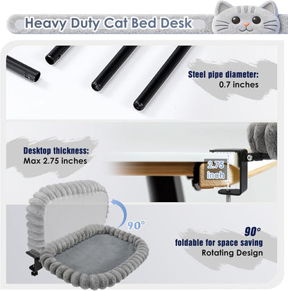 IPOW X-Large Cat Bed Heavy Duty Steel Frame Supports up to 40Lbs Cat Desk Bed & Perch Space-Saving 90°Foldable with Soft Ultra-Plush Faux Fur for Small Medium Large Cats5