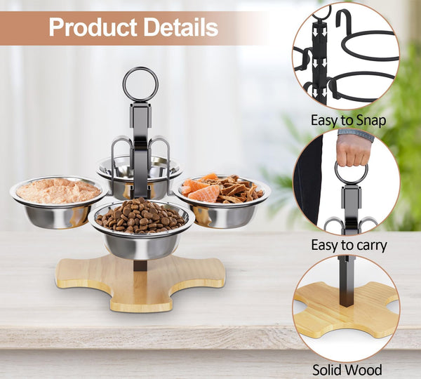 Elevated Cat Bowls 3 Adjustable Height 4 Stainless Steel Cats&Dogs | Pet Elevated Raised Cat Food and Water Bowls 3 Adjustable Heights 4 Stainless Steel Bowls for Indoor Cats Small Dogs6