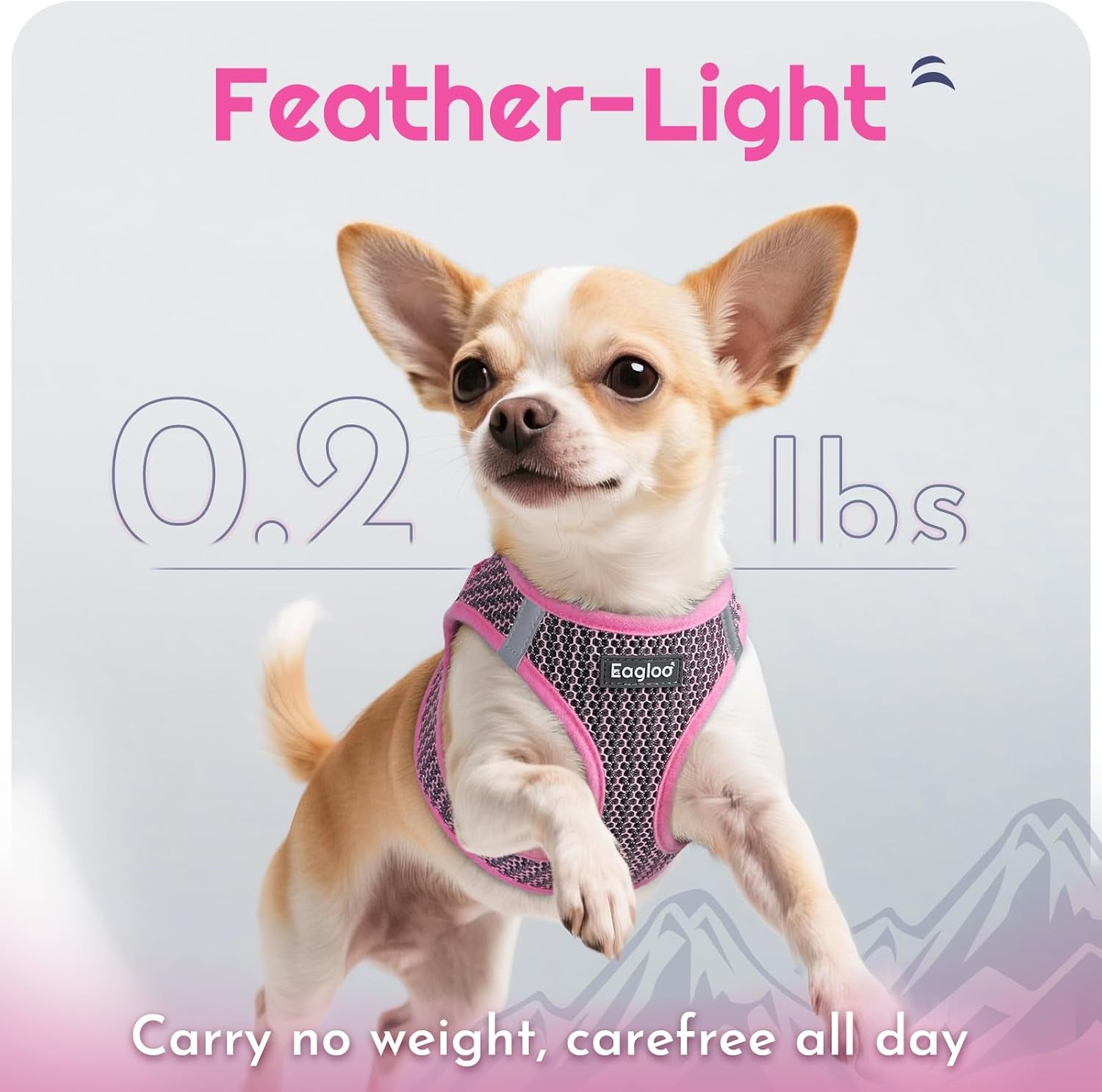eagloo-small-dog-harness-and-leash-set-step-in-small-sized-puppy-pet-vest-light-soft-breathable-air-mesh-easy-on-and-off-with-hook-loop-reflective-for-safe-walking-pink-s