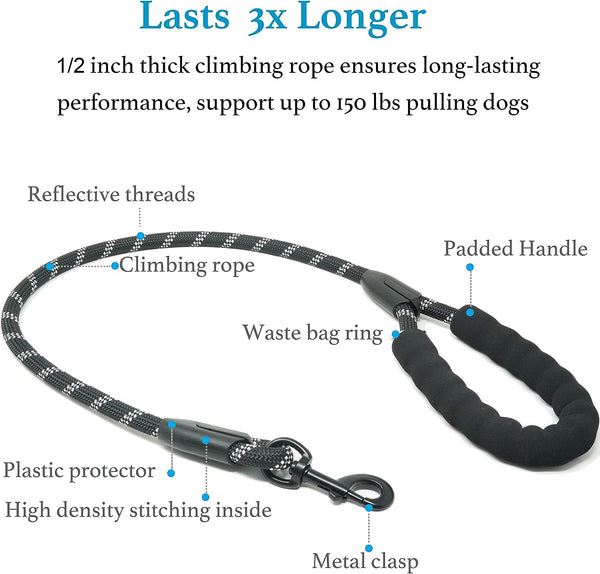 Iyoshop Dual Dog Leash - 360° Swivel, No Tangle Walking Leash with Shock Absorbing Bungee for Two Dogs (Large, 25-150 Lbs, Black)3