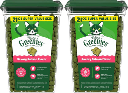 Greenies Feline Natural Crunchy Dental Cat Treats, Salmon Flavor, 21 Oz | #1 Vet-Recommended, Clinically-Proven Oral Care, 36% Less Tartar in 28 Days, Cleans to Gumline, Natural Ingredients12