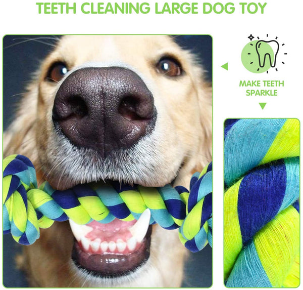 SHARLOVY Large Tough Chew Toys for Aggressive Chewers Large Breed,Heavy Duty Dental Rope Toys Kit for Medium Dogs,5 Knots Indestructible Cotton Puppy Teething Chew Tug Toy Set of 94