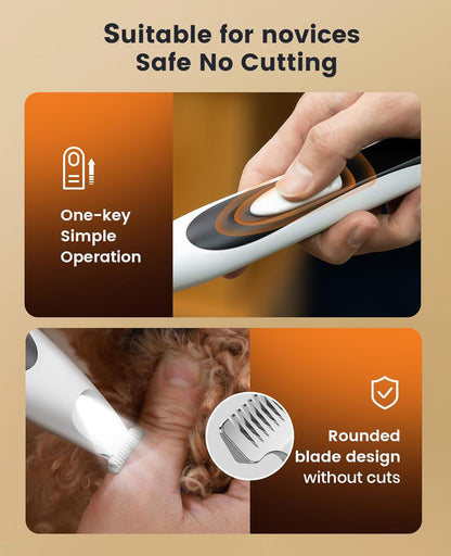 Oneisall Low-Noise Dog Paw Trimmer with LED Light | 35Db Quiet, 0.8Inch Safe Blade for Paws, Ears, Face & Rump, Cordless, Pet Paw Grooming Clippers for Dogs & Cats6