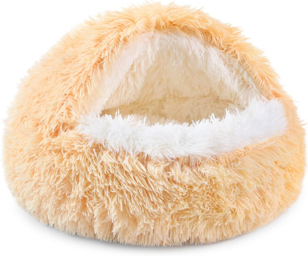 NOYAL round Hooded Donut Dog Bed for Small & Medium Pets - Plush Fluffy Anti-Anxiety Cat Cave Bed with Cover15