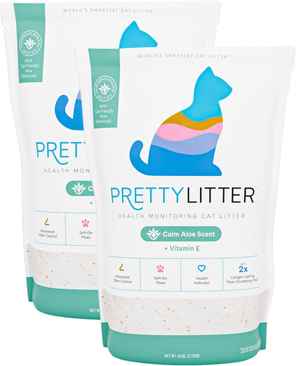 Prettylitter Health Monitoring Cat Litter (Unscented, Non Clumping) | Lightweight & Low Tracking, Color Changing Silica Gel Crystals, Advanced Odor Control — 6 Lbs, Pack of 2 (Up to 2 Month Supply)8