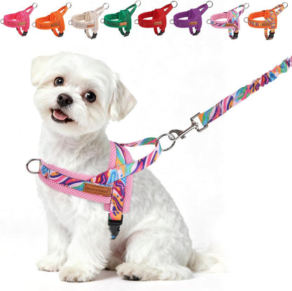 BEAUTYZOO Dog Harness No Pull, Quick Fit Dog Harness and Leash Set, Escape Proof Vest Harness with Soft Handle, Reflective Breathable Mesh Padding Harness for Medium Size Dog Training Walking, Beige M16