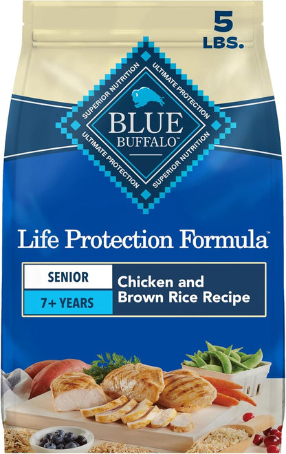 Blue Buffalo Life Protection Formula Chicken Senior 7+ Dry Dog Food, 5 Lb | Real Chicken #1 Ingredient, Glucosamine & Chondroitin for Joint Health & Mobility, Antioxidant-Rich Lifesource Bits,1